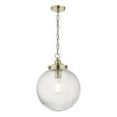 Tamara 1lt Pendant Antique Brass & Ribbed Glass